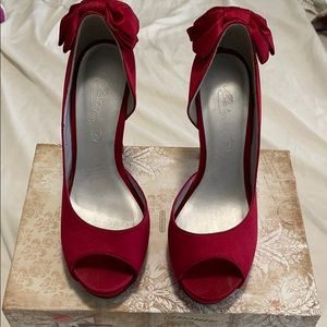 Red Peek A Boo Heels